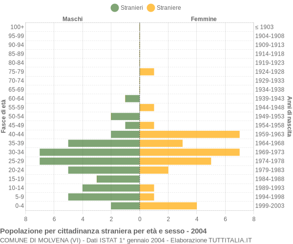 Grafico cittadini stranieri - Molvena 2004