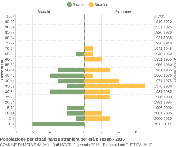 Grafico cittadini stranieri - Molvena 2016