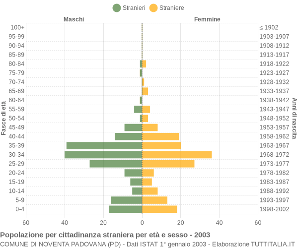 Grafico cittadini stranieri - Noventa Padovana 2003