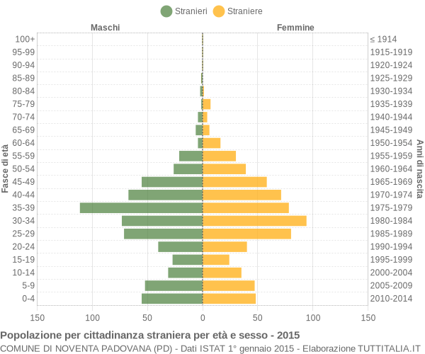 Grafico cittadini stranieri - Noventa Padovana 2015