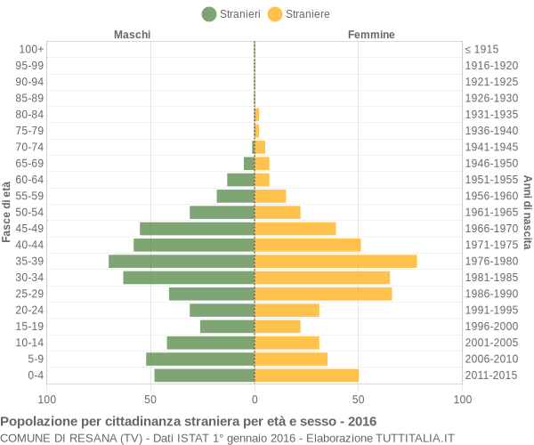 Grafico cittadini stranieri - Resana 2016