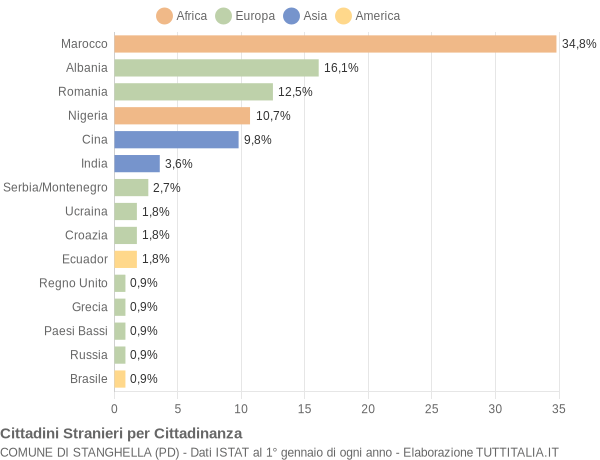 Grafico cittadinanza stranieri - Stanghella 2004