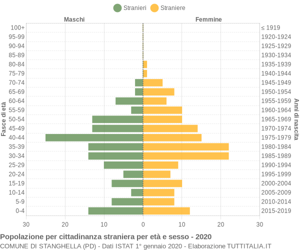 Grafico cittadini stranieri - Stanghella 2020