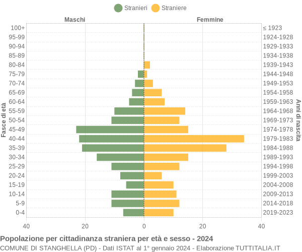 Grafico cittadini stranieri - Stanghella 2024