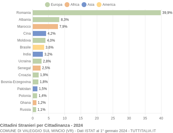 Grafico cittadinanza stranieri - Valeggio sul Mincio 2024