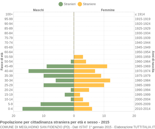 Grafico cittadini stranieri - Megliadino San Fidenzio 2015