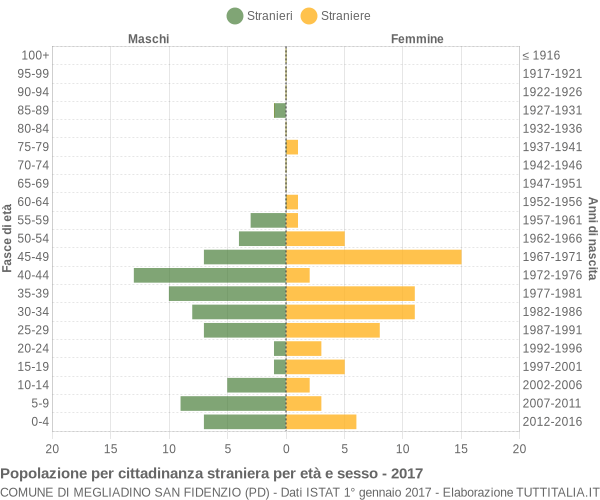 Grafico cittadini stranieri - Megliadino San Fidenzio 2017