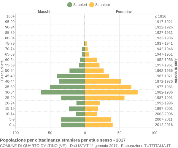 Grafico cittadini stranieri - Quarto d'Altino 2017