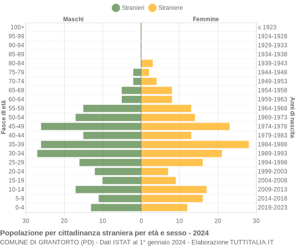 Grafico cittadini stranieri - Grantorto 2024