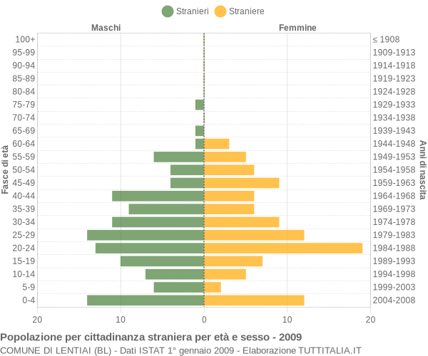 Grafico cittadini stranieri - Lentiai 2009