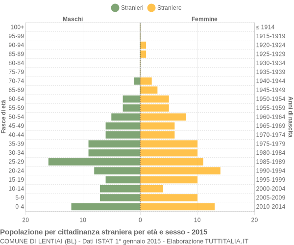 Grafico cittadini stranieri - Lentiai 2015