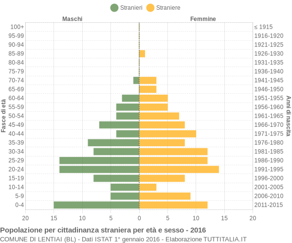 Grafico cittadini stranieri - Lentiai 2016