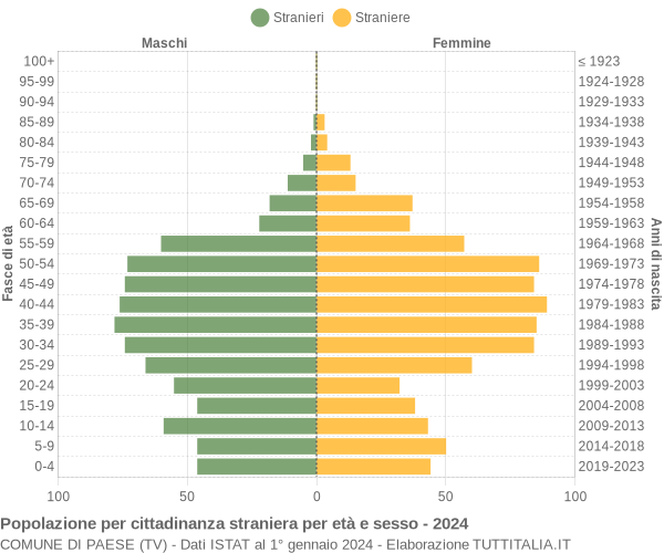 Grafico cittadini stranieri - Paese 2024