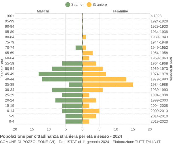 Grafico cittadini stranieri - Pozzoleone 2024