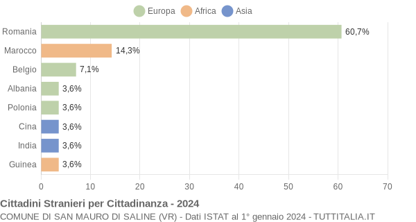 Grafico cittadinanza stranieri - San Mauro di Saline 2024