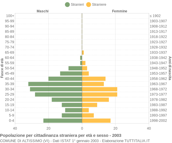Grafico cittadini stranieri - Altissimo 2003