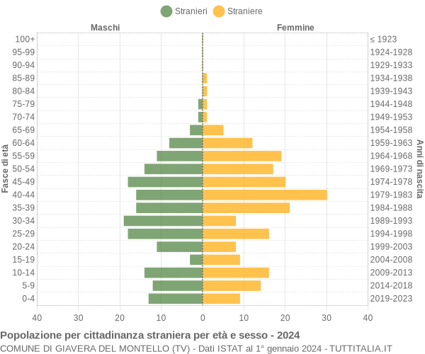 Grafico cittadini stranieri - Giavera del Montello 2024