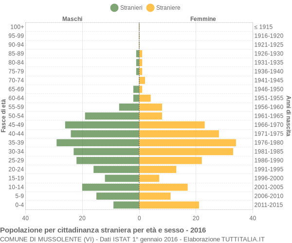 Grafico cittadini stranieri - Mussolente 2016