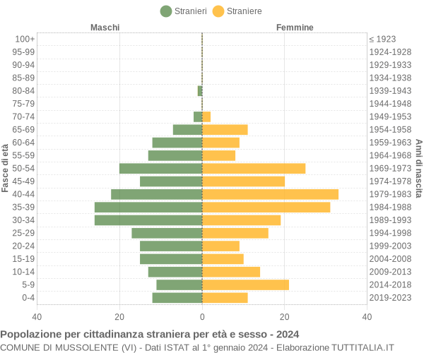 Grafico cittadini stranieri - Mussolente 2024