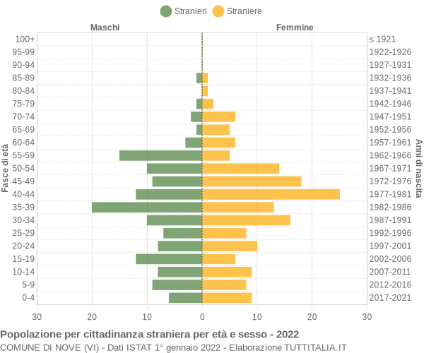 Grafico cittadini stranieri - Nove 2022