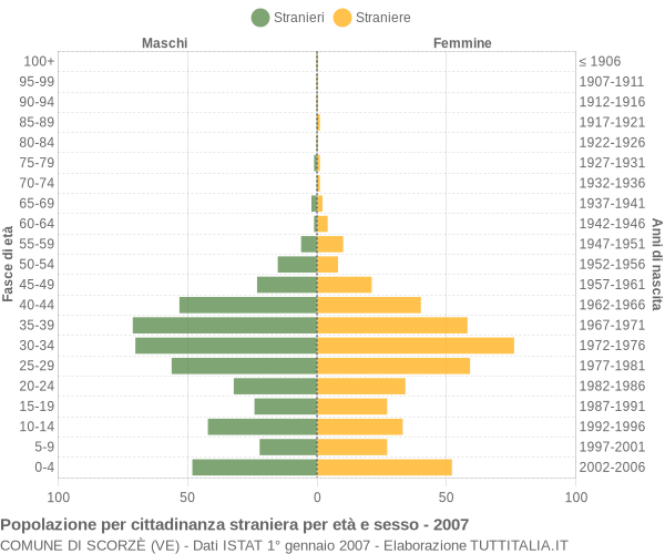 Grafico cittadini stranieri - Scorzè 2007