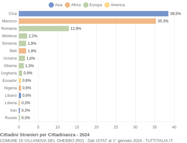 Grafico cittadinanza stranieri - Villanova del Ghebbo 2024