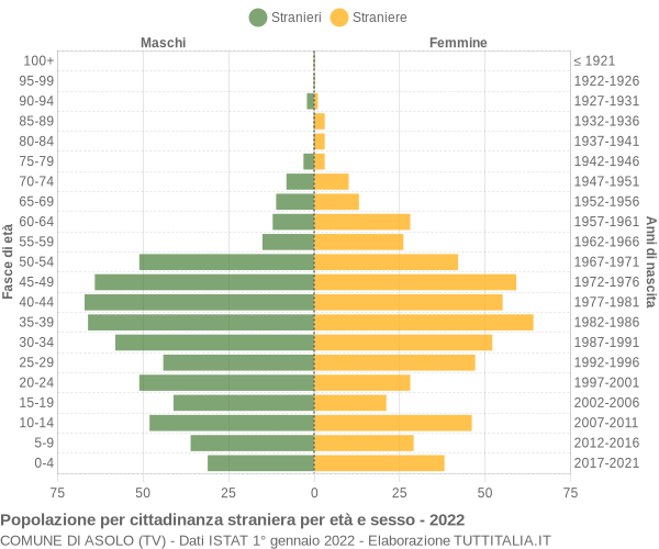 Grafico cittadini stranieri - Asolo 2022