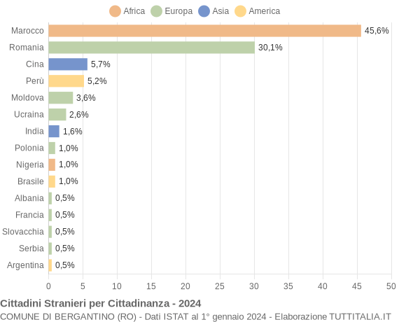 Grafico cittadinanza stranieri - Bergantino 2024