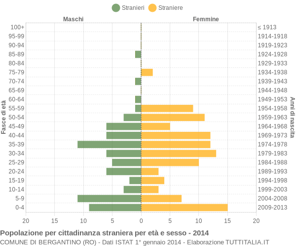 Grafico cittadini stranieri - Bergantino 2014