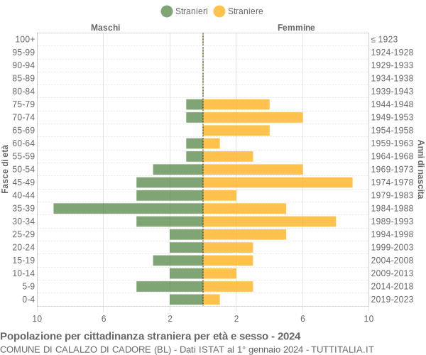 Grafico cittadini stranieri - Calalzo di Cadore 2024