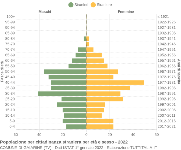 Grafico cittadini stranieri - Gaiarine 2022