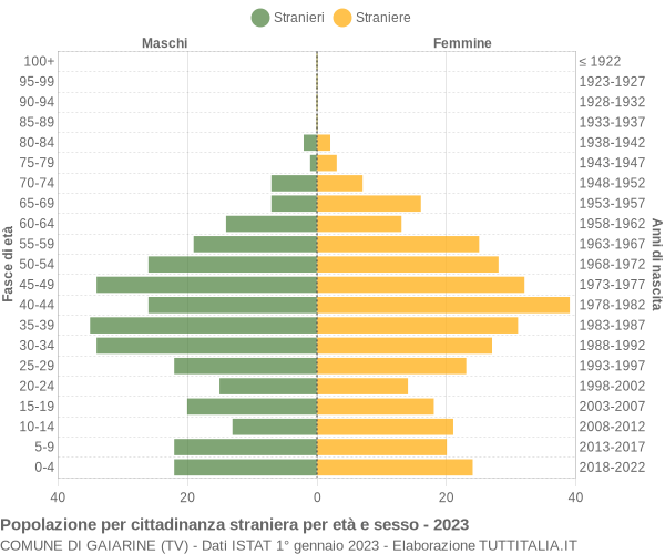 Grafico cittadini stranieri - Gaiarine 2023