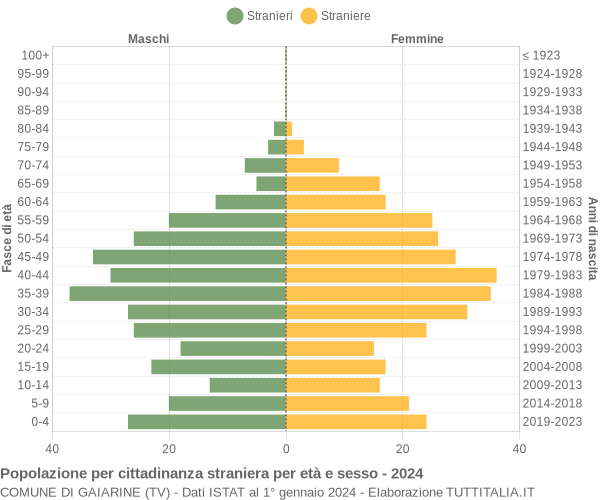 Grafico cittadini stranieri - Gaiarine 2024