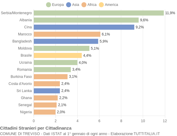 Grafico cittadinanza stranieri - Treviso 2007