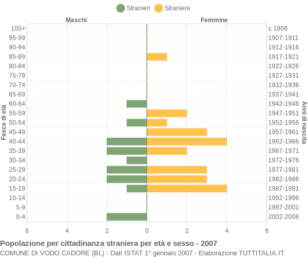 Grafico cittadini stranieri - Vodo Cadore 2007