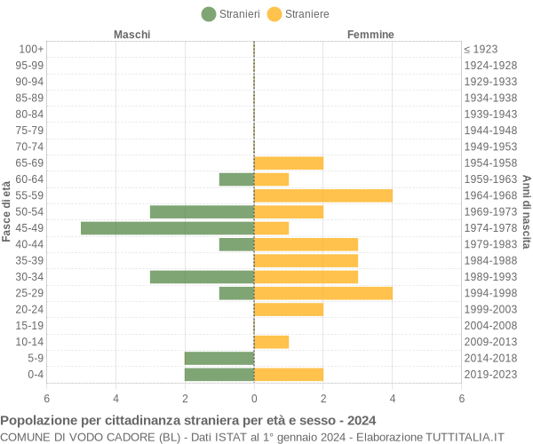 Grafico cittadini stranieri - Vodo Cadore 2024