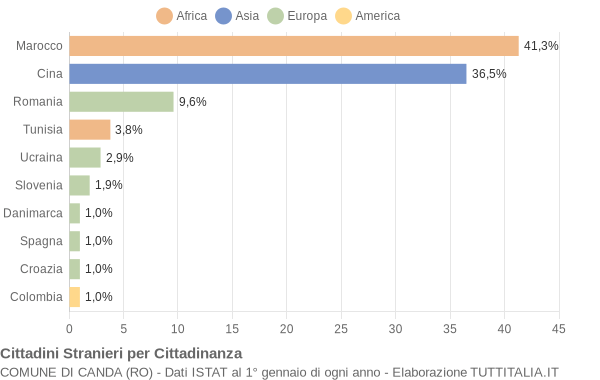 Grafico cittadinanza stranieri - Canda 2010