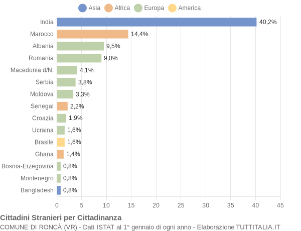 Grafico cittadinanza stranieri - Roncà 2016