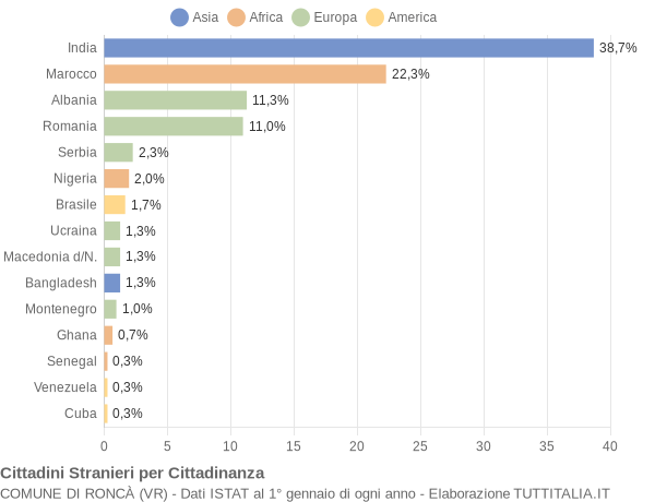 Grafico cittadinanza stranieri - Roncà 2022