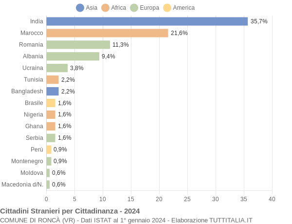 Grafico cittadinanza stranieri - Roncà 2024