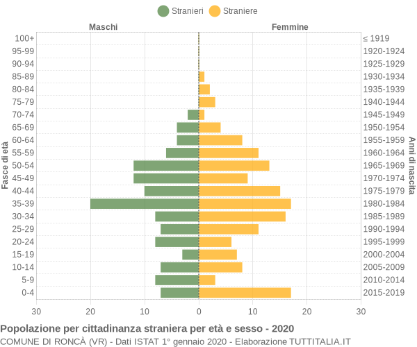 Grafico cittadini stranieri - Roncà 2020