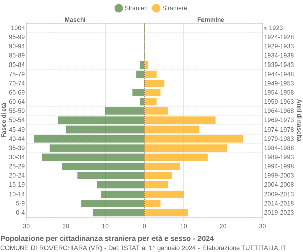 Grafico cittadini stranieri - Roverchiara 2024