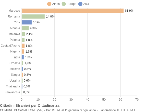 Grafico cittadinanza stranieri - Casaleone 2014