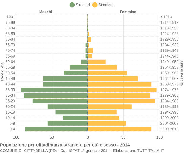 Grafico cittadini stranieri - Cittadella 2014