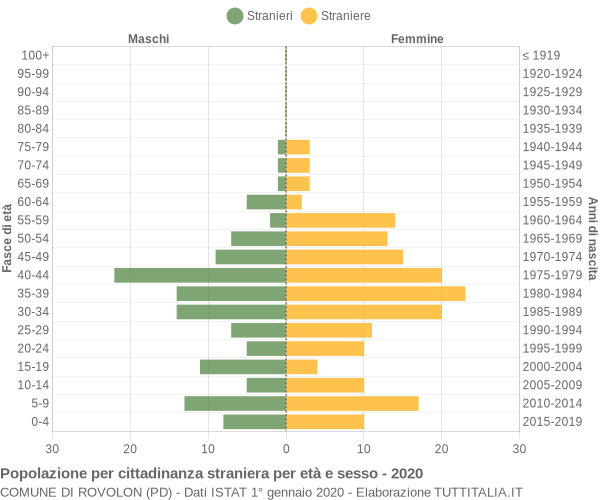 Grafico cittadini stranieri - Rovolon 2020