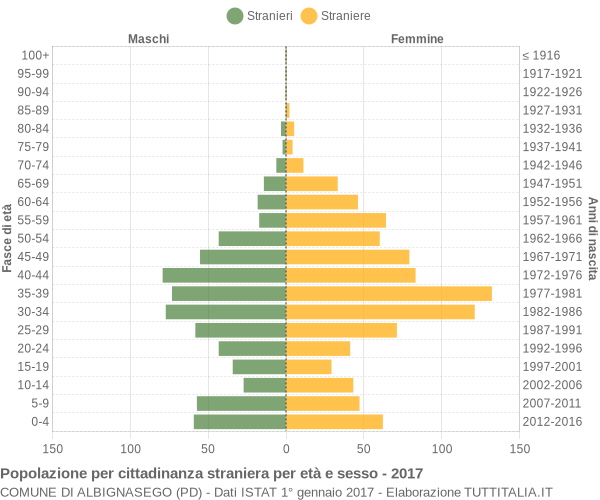 Grafico cittadini stranieri - Albignasego 2017