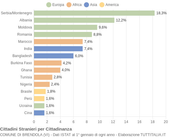 Grafico cittadinanza stranieri - Brendola 2008