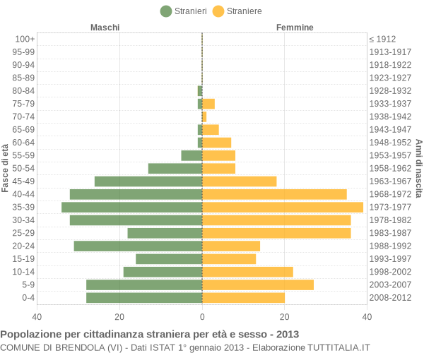 Grafico cittadini stranieri - Brendola 2013