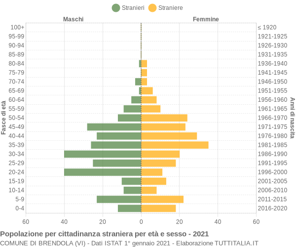 Grafico cittadini stranieri - Brendola 2021