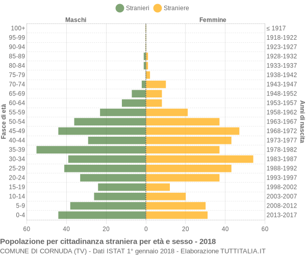 Grafico cittadini stranieri - Cornuda 2018